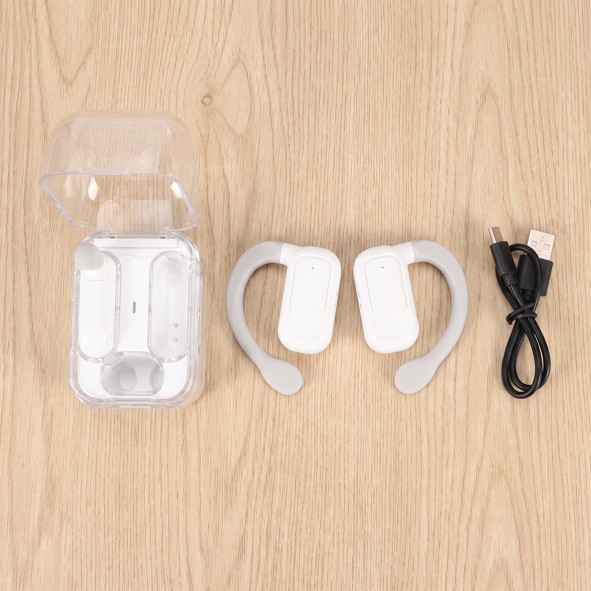 What is in the box: two earbuds, the charging case and a USB-C cable